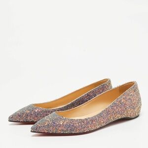 Christian Louboutin Pigalle Nina Blue Glitter Flats 38